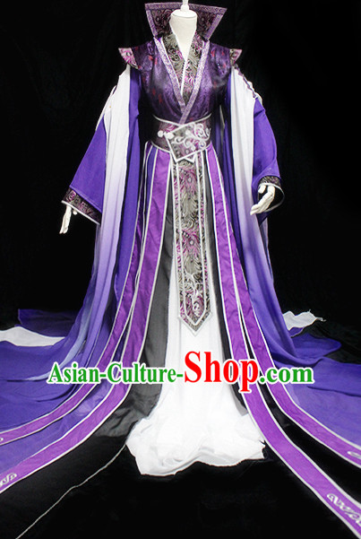 Chinese Ancient Empress Princess Queen Clothing and Headpieces Complete Set for Women Girls Adults Children