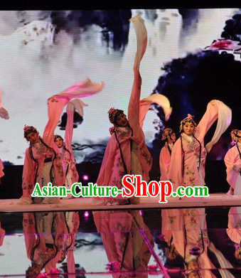 Chinese Classical Long Sleeves Water Sleeve Dance Costume Complete Set for Women