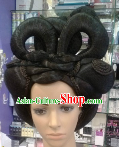 Ancient Chinese Style Princess Empress Black Hair Wigs for Women Girls Adults Children