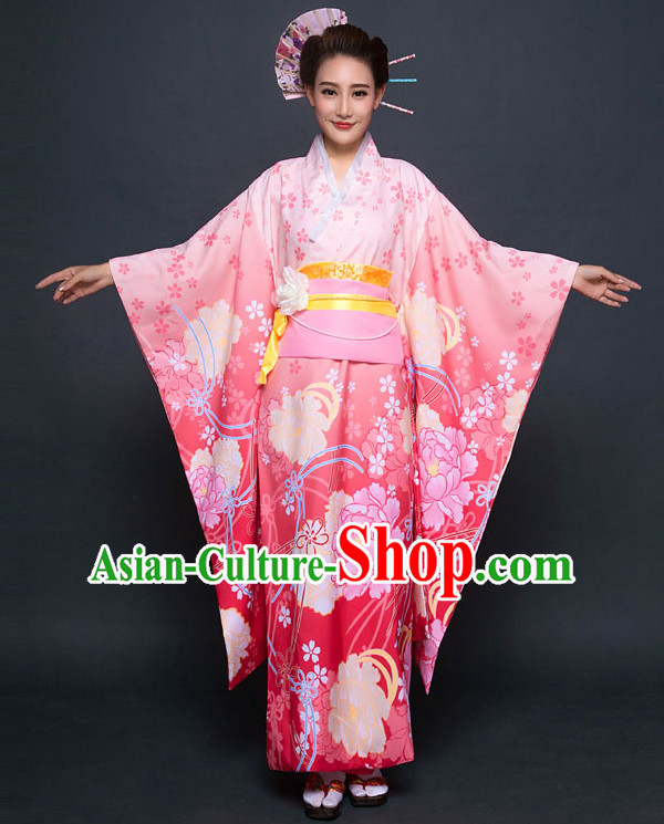 Japanese Traditional Kimono Clothing Complete Set for Women Girls Adults