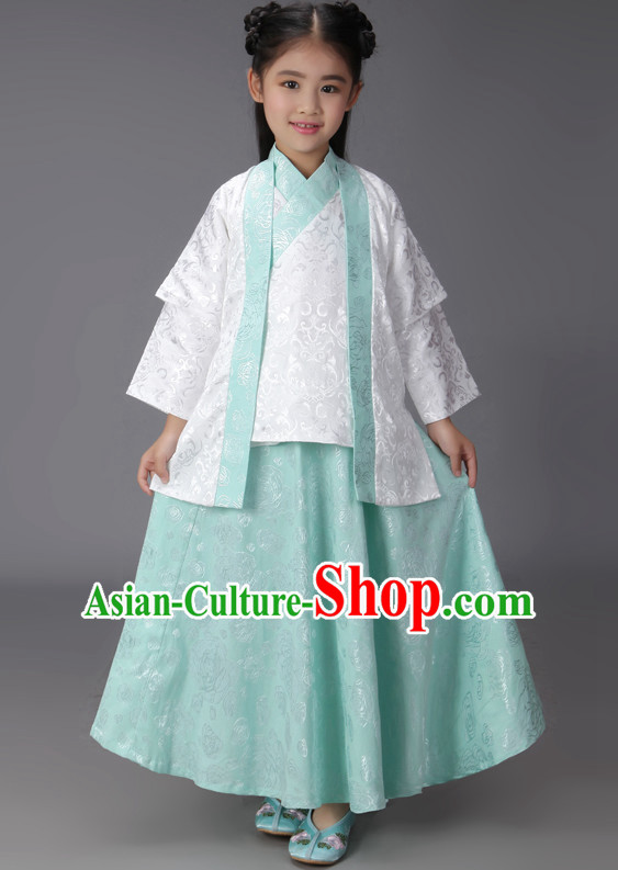 Ancient Chinese Classical Hanfu Outfits Clothing Complete Set for Kids Girls