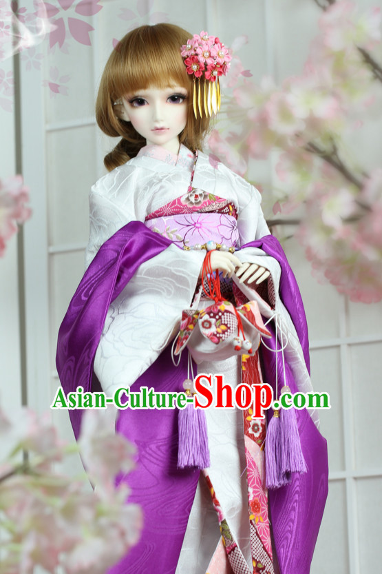 Japanese Traditional Princess Kimono Dress Complete Set for Women Girls Children Adults