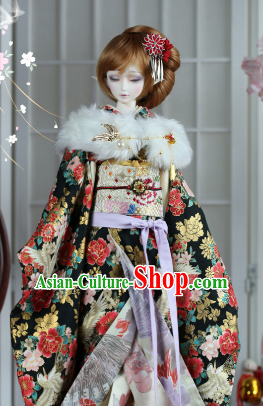 Japanese Traditional Princess Kimono Dress Complete Set for Women Girls Children Adults