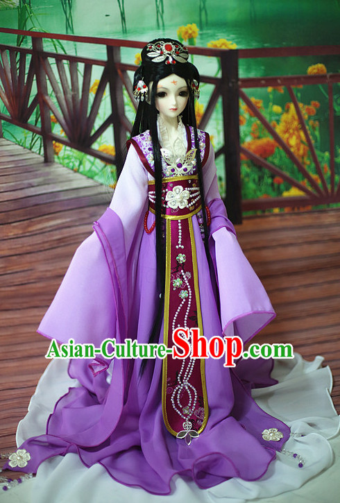 Chinese Ancient Empress Princess Queen Clothing and Headpieces Complete Set for Women Girls Adults Children