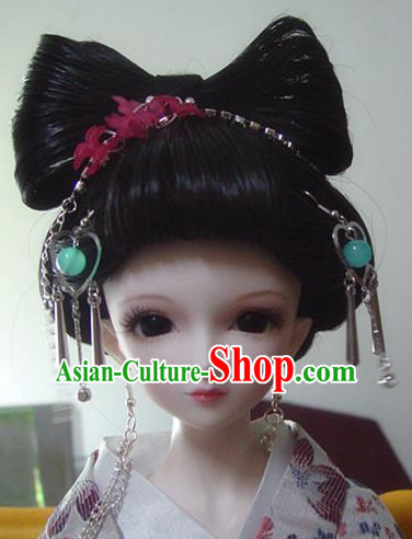 Ancient Chinese Style Princess Black Hair Wigs and Accessories for Women Girls Adults Kids