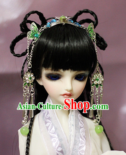 Ancient Chinese Style Princess Black Hair Wigs and Accessories for Women Girls Adults Kids