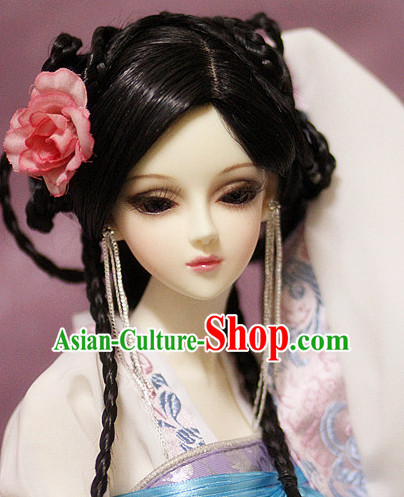 Ancient Chinese Style Princess Black Hair Wigs and Accessories for Women Girls Adults Kids