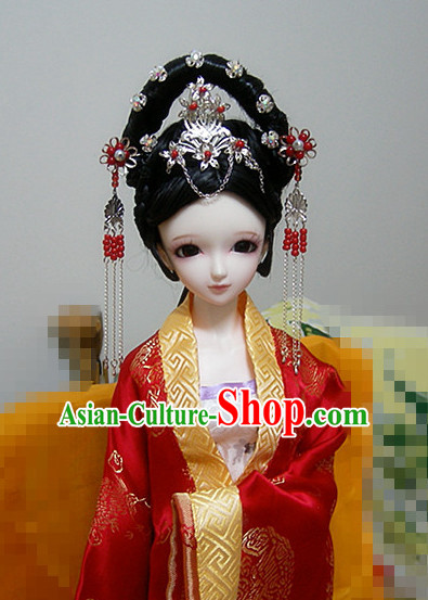 Ancient Chinese Style Princess Black Hair Wigs and Accessories for Women Girls Adults Kids