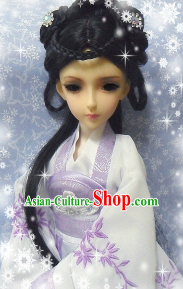 Ancient Chinese Style Princess Emperor Long Black Wigs and Accessories for Women Girls Adults Children