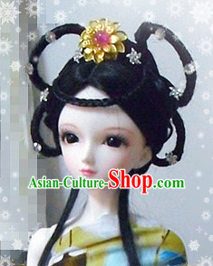 Ancient Chinese Style Princess Empress Long Black Wigs and Accessories for Women Girls Adults Children