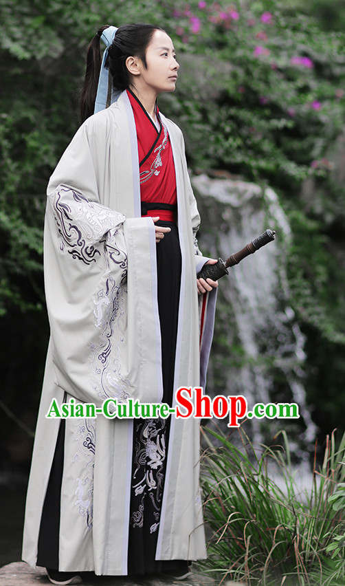 Ancient Chinese Han Dynasty Prince Hanfu Garment Outfit Complete Set for Men