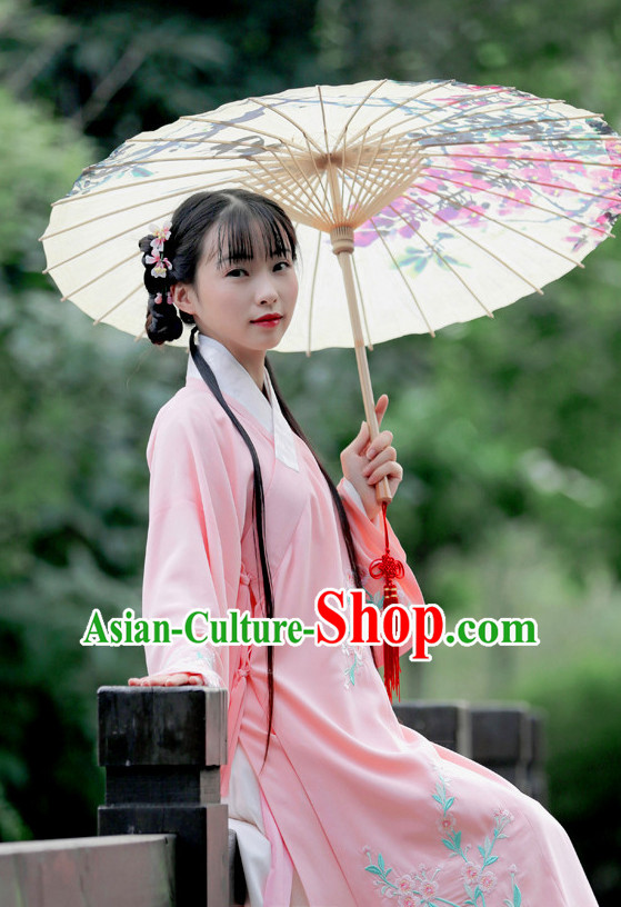 Ancient Chinese Beauty Hanfu Garment Clothing and Hair Accessories Complete Set