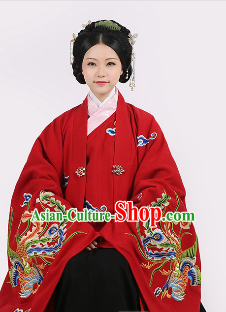 Ancient Chinese Han Dynasty Embroidered Phoenix Wedding Dresses Complete Set for Men or Women