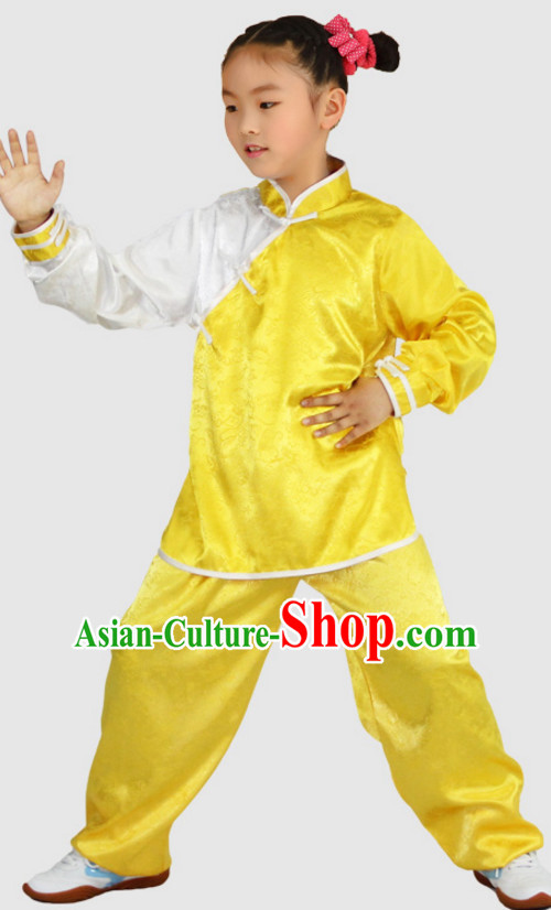 Chinese Asian Mandarin Kung Fu Martial Arts Practice and Competition Costume Wing Chun Apparel Taiji Tai Chi Uniform for Adults Children Men Women Boys Girls