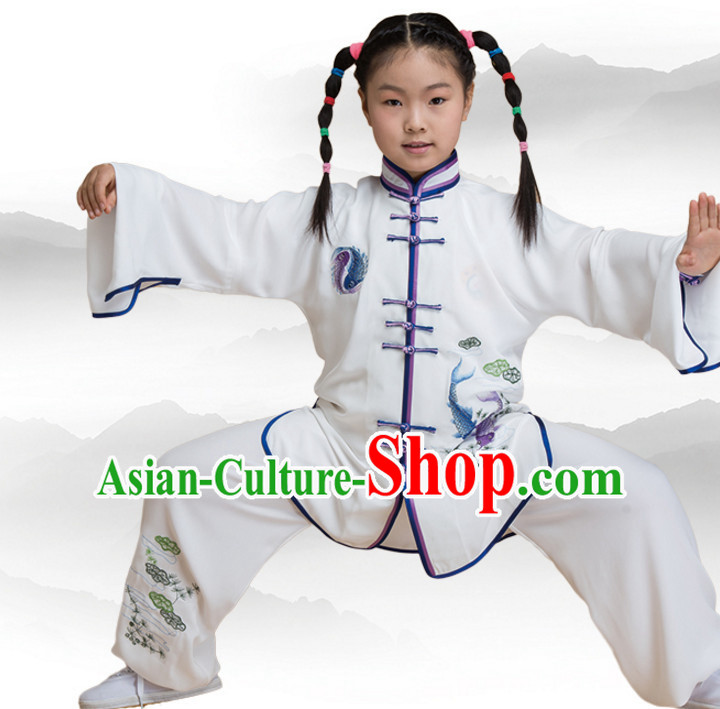 Chinese Asian Mandarin Kung Fu Martial Arts Practice and Competition Costume Wing Chun Apparel Taiji Tai Chi Uniform for Adults Children Men Women Boys Girls