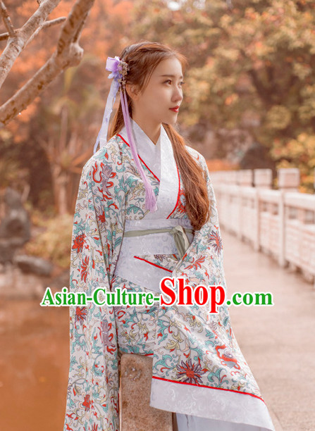 Ancient Chinese Han Dynasty Princess Clothes Top and Bottom Clothing Complete Set for Women or Girls