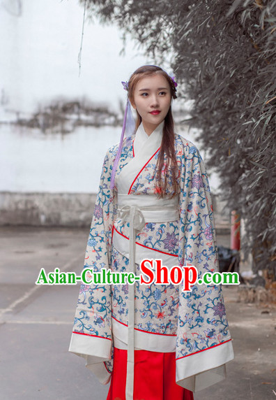 Ancient Chinese Han Dynasty Princess Clothes Top and Bottom Clothing Complete Set for Women or Girls