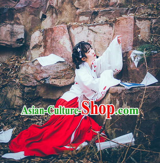 Ancient Chinese Ming Dynasty Princess Clothes Top and Bottom Clothing Complete Set for Women or Girls