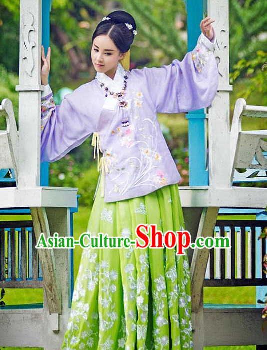 Ancient Chinese Ming Dynasty Princess Clothing and Headpieces Complete Set for Women or Girls