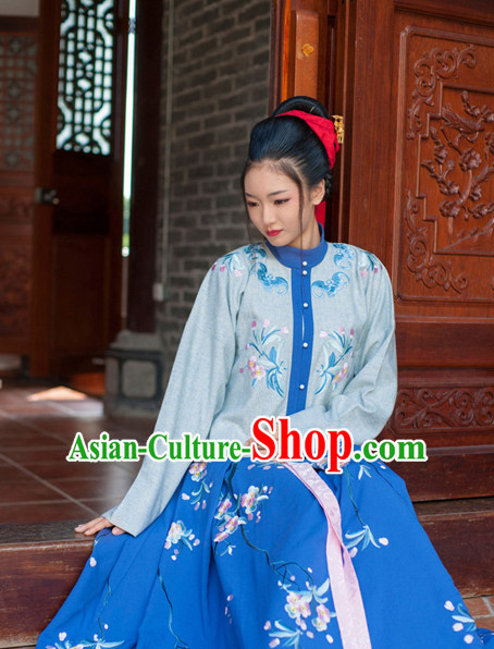 Ancient Chinese Ming Dynasty Princess Clothes Top and Bottom Clothing Complete Set for Women or Girls