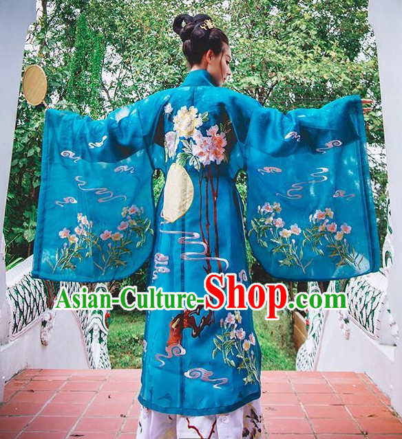 Ancient Chinese Ming Dynasty Princess Empress Queen Embroidered Clothing and Headpieces Complete Set for Women or Girls