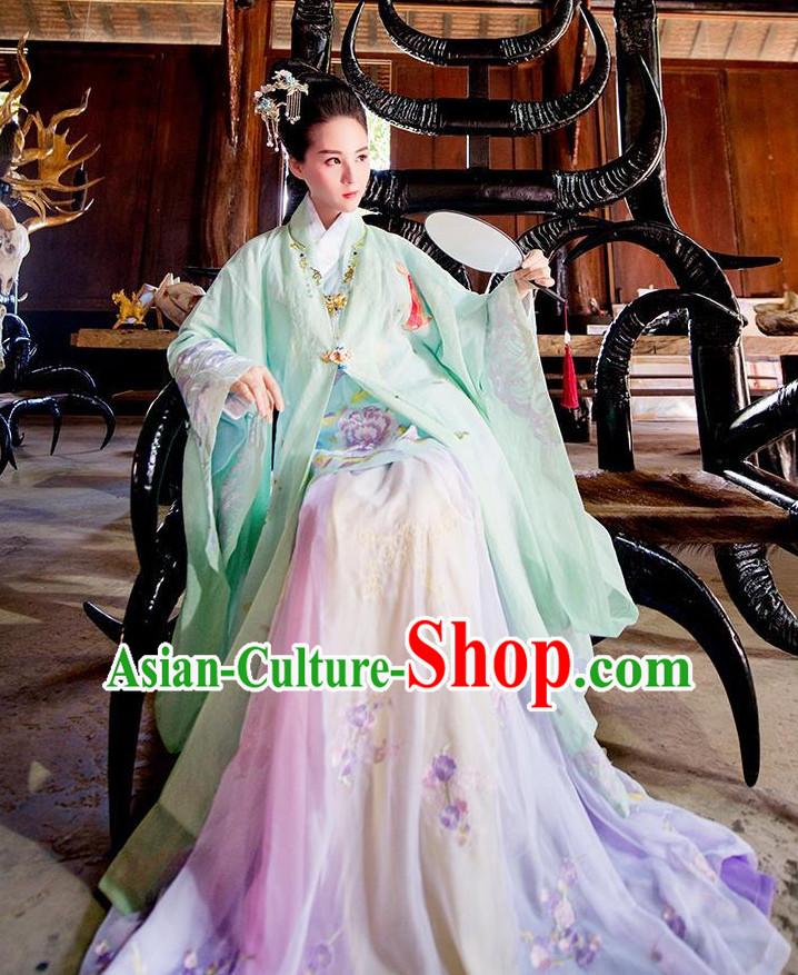 Ancient Chinese Ming Dynasty Princess Empress Queen Embroidered Clothing and Headpieces Complete Set for Women or Girls