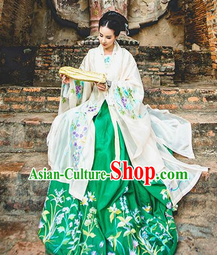 Ancient Chinese Ming Dynasty Princess Empress Queen Embroidered Clothing and Headpieces Complete Set for Women or Girls