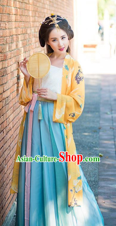 Ancient Chinese Ming Dynasty Princess Empress Queen Embroidered Clothing and Headpieces Complete Set for Women or Girls