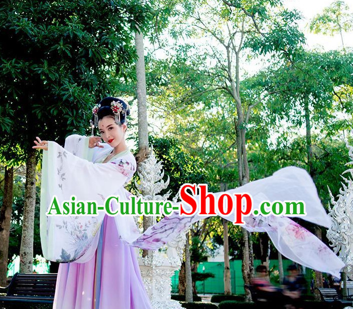 Ancient Chinese Tang Dynasty Princess Empress Queen Embroidered Clothing and Headpieces Complete Set for Women or Girls