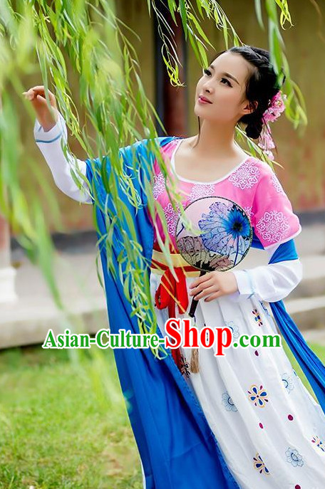 Ancient Chinese Tang Dynasty Princess Empress Queen Embroidered Clothing and Headpieces Complete Set for Women or Girls