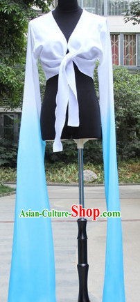 White to Blue Chinese Classic Water Sleeve Dance Costumes for Women or Girls