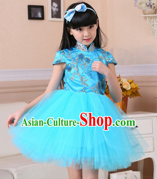 Chinese Traditional Lunar New Year Mandarin Dance Skirts for Girls Kids Children