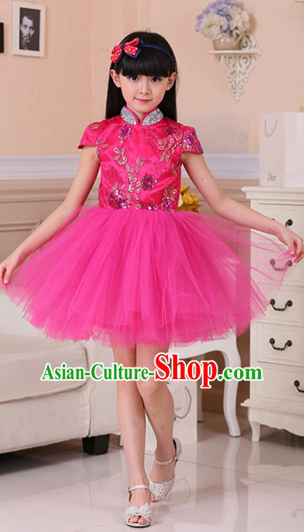 Chinese Traditional Lunar New Year Mandarin Dance Costumes for Girls Kids Children