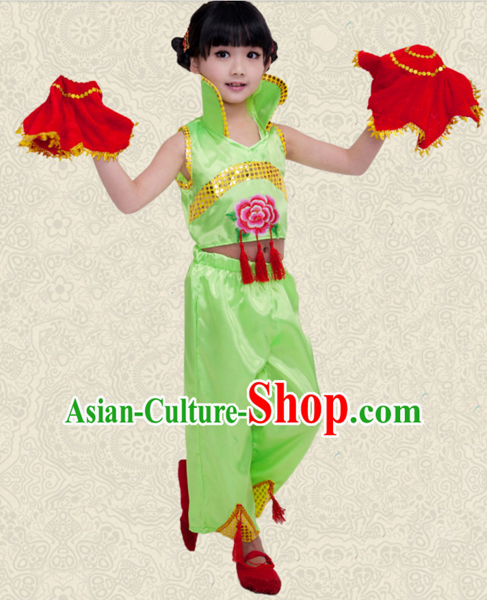 Chinese Traditional Lunar New Year Mandarin Dance Costumes for Girls Kids Children