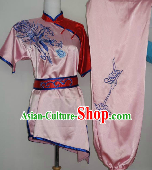 Top Embroidered Phoenix Tai Chi Taiji Kung Fu Gongfu Martial Arts Wu Shu Wushu Championship Competition Uniforms for Adults and Kids