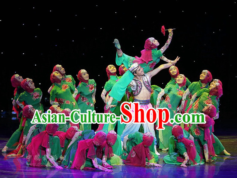 Chinese Folk Dance Costumes and Headpieces for Women