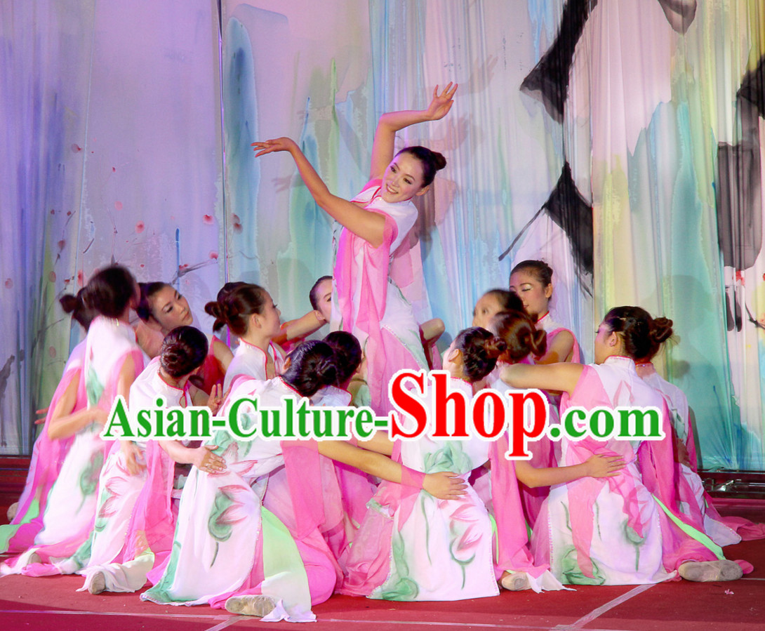 Chinese Folk Dance Costume and Headpieces for Women