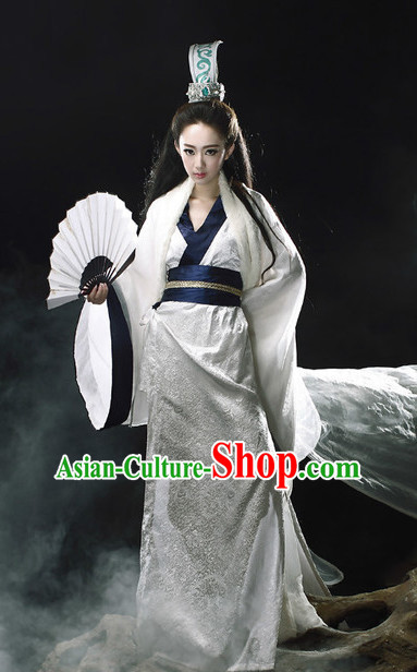 Ancient Chinese Knight Costumes and Hair Jewelry Complete Set for Women Adults Kids Youth Children