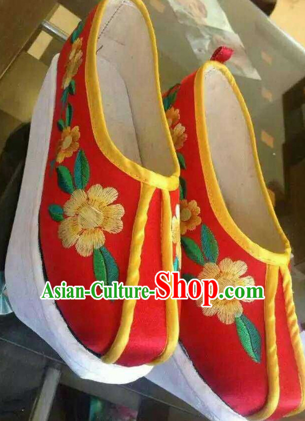 High Heel Handmade Ancient Traditional Chinese Embroidered Lotus Shoes China Shoes for Women Girls