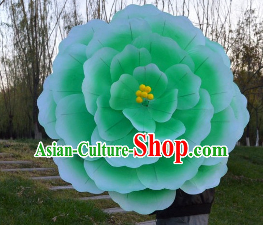 Green Classical Handmade Flower Umbrella Dance Props