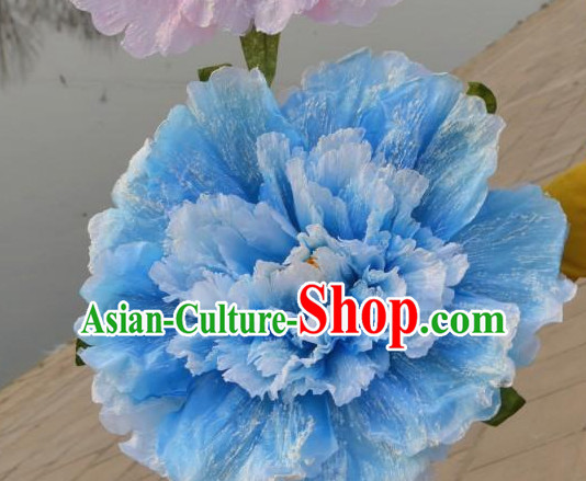 0.6 Meter Blue Large Chinese Peony Flower Dance Props for Adults or Kids