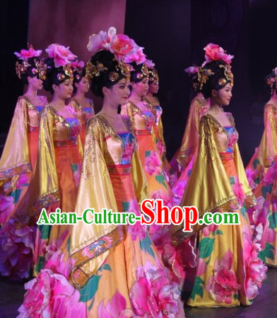 Ancient Chinese Classical Imperial Dance Costumes and Headdress Complete Set for Women or Girls