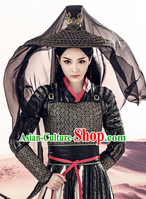 Chinese Ancient Knight Costumes and Hair Accessories Complete Set for Men and Women