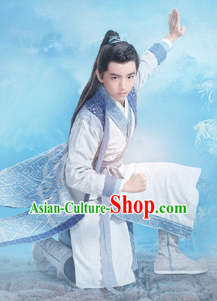 Chinese Ancient Swordsman Knight Costume Complete Set for Men Youth Teenagers Kids