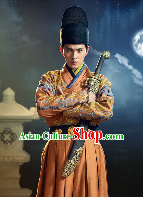 Chinese Ancient Swordsman Knight Costume Complete Set for Men Youth Teenagers Kids