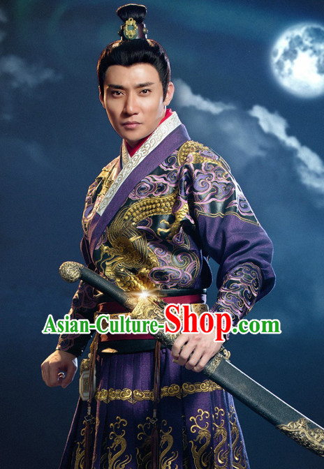 Chinese Ancient Swordsman Knight Costume Complete Set for Men Youth Teenagers Kids