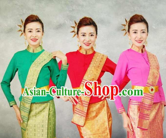 Traditional National Thai Dress Thai Traditional Dress Dresses Wedding Dress online for Sale Thai Clothing Thailand Clothes Complete Set for Women Girls Adults Youth Kids