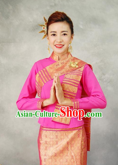 Traditional National Thai Dress Thai Traditional Dress Dresses Wedding Dress online for Sale Thai Clothing Thailand Clothes Complete Set for Women Girls Adults Youth Kids