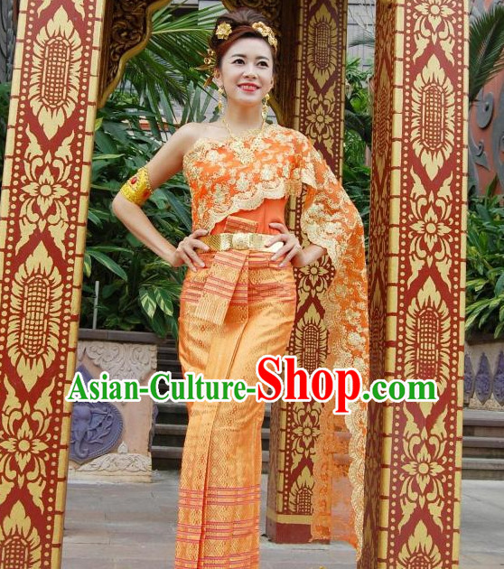 Traditional National Thai Dress Thai Traditional Dress Dresses Wedding Dress online for Sale Thai Clothing Thailand Clothes Complete Set for Women Girls Adults Youth Kids