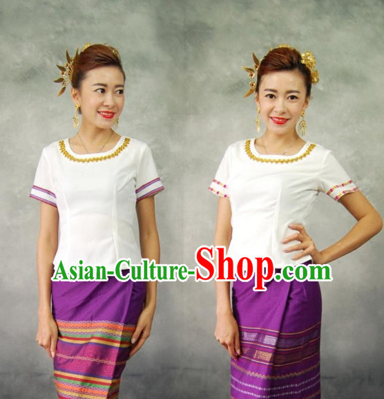 Traditional National Thai Dress Thai Traditional Dress Dresses Wedding Dress online for Sale Thai Clothing Thailand Clothes Complete Set for Women Girls Adults Youth Kids